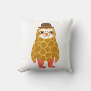 Almohada Cute Sloth con sombrero hongo marrón Gira
