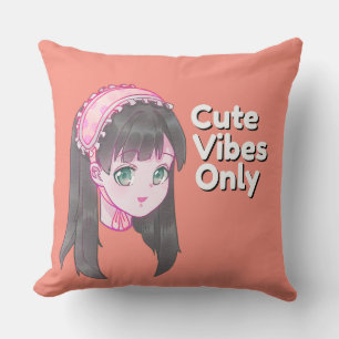Almohada Cute Vibes Only – Kawaii Anime Girl Paste