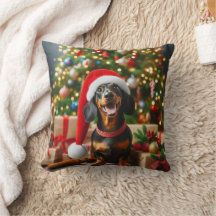 almohada dachshund de los navidades