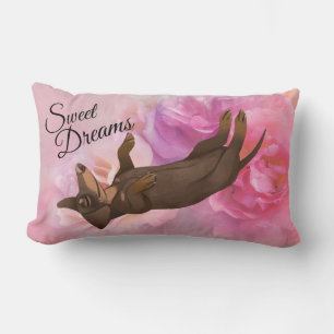 Almohada Dachshund Rosas Rosadas Dulces Sueños