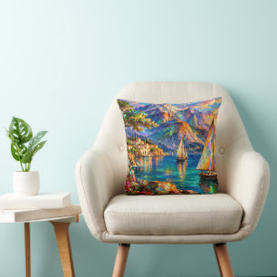 Almohada de 16" de diámetro, cojín decorativo pint