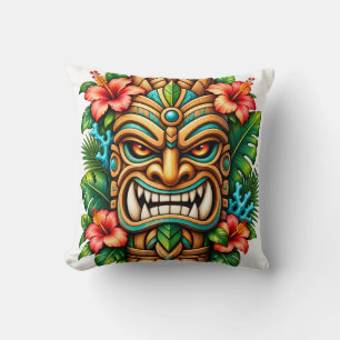 Almohada de 16in con corona de hibisco Tiki Guardi