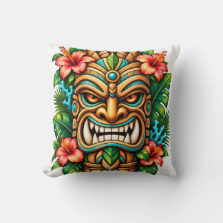Almohada de 16in con corona de hibisco Tiki Guardi