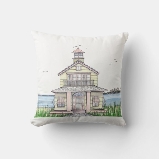 Almohada de 16x16 para exterior de cabaña de playa (Anverso)