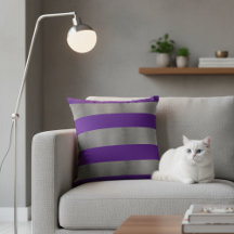 Almohada de 16x16 para sofá gris - Raya púrpura