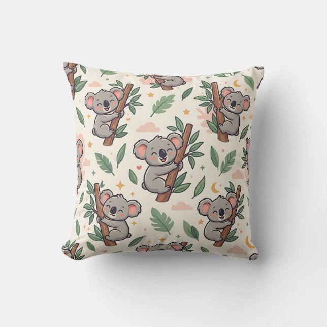 Almohada de abrazo de koala - Patrón de bosque pas (Anverso)