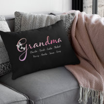 Almohada de abuela con nombres de nietos (Colorido