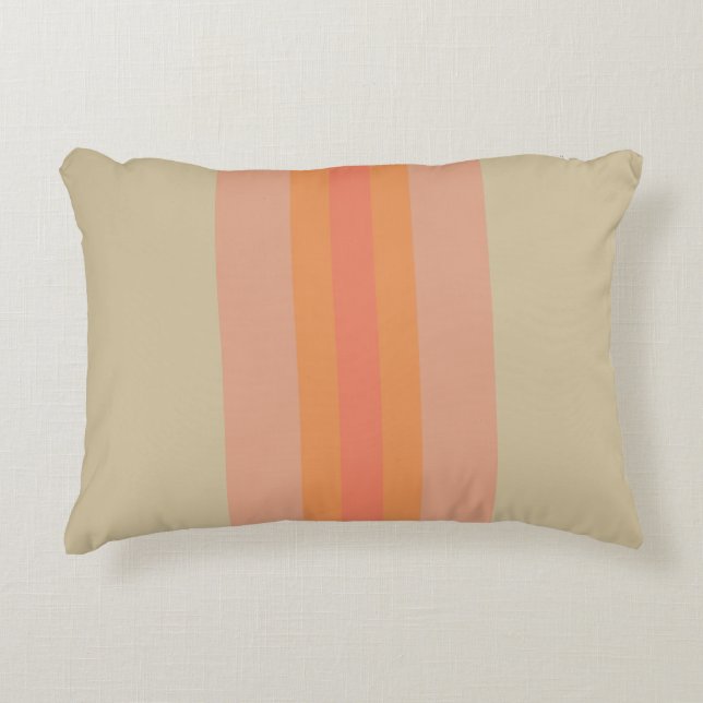 Almohada de acento a rayas beige coral moderna (Anverso)
