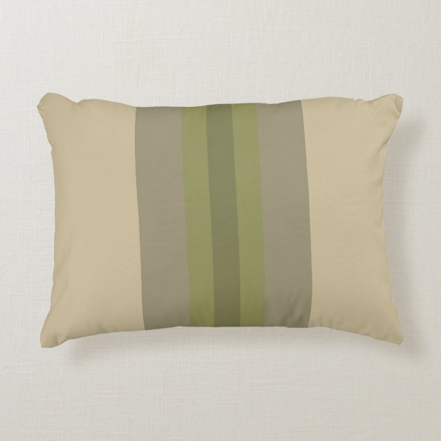 Almohada de acento a rayas beige verde musgo moder (Anverso)