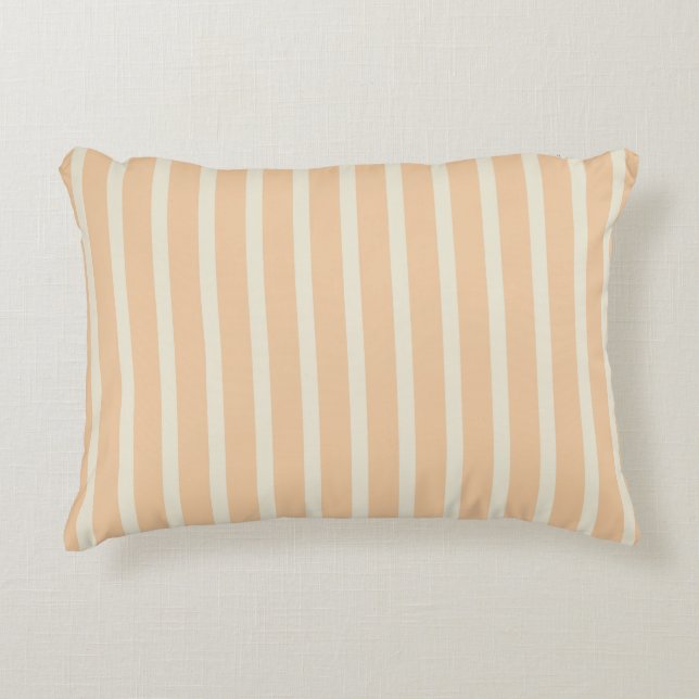 Almohada de acento a rayas doradas y crema moderna (Anverso)