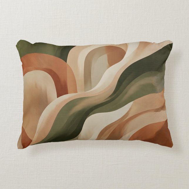 Almohada de acento abstracta de terracota verde ol (Anverso)