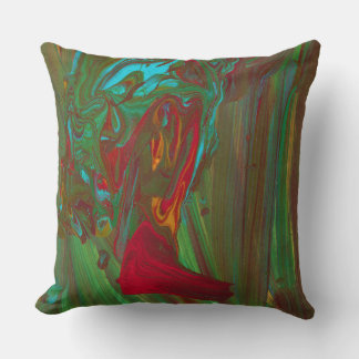 Almohada De Acento Abstracto Rojo Verde De Trapo A
