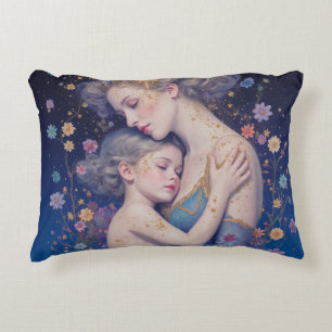Almohada de acento artística de madre e hijo