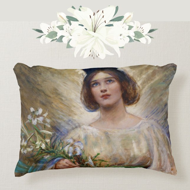Almohada de acento artístico Ángel de época y Lili (A beautiful vintage angel pillow to grace your space.)