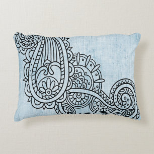 Almohada de acento azul Mehndi Motif