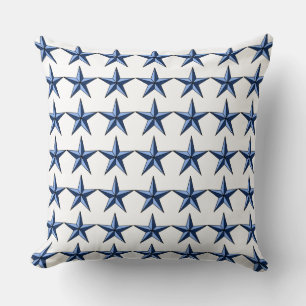 Almohada de acento azul patriótica con estrellas e