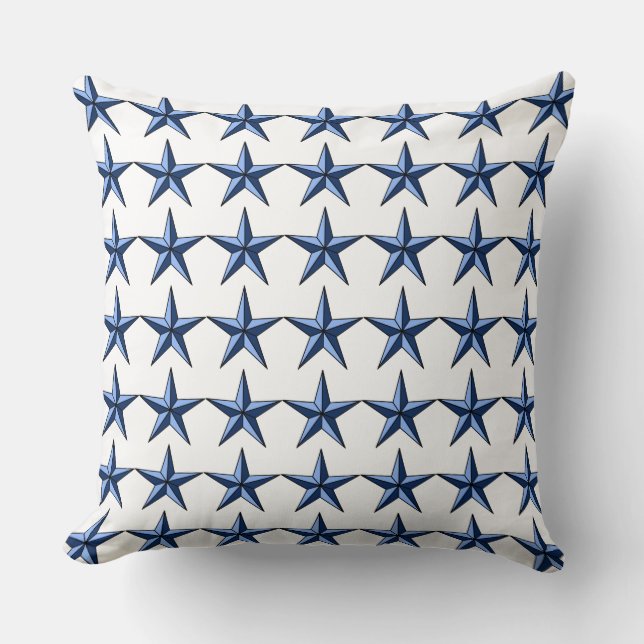 Almohada de acento azul patriótica con estrellas e (Anverso)