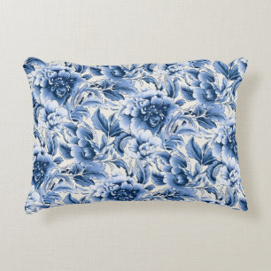 Almohada de acento azul. Toile francesa y toile de