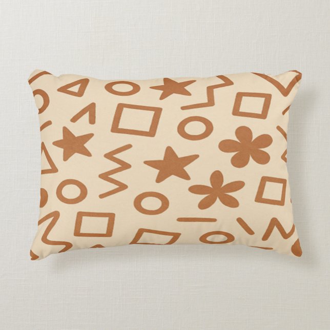 Almohada de acento beige y marrón rojizo (Anverso)