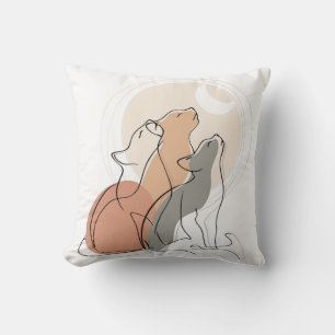 Almohada de acento Boho Cats Howling Square