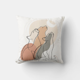 Almohada de acento Boho Cats Howling Square