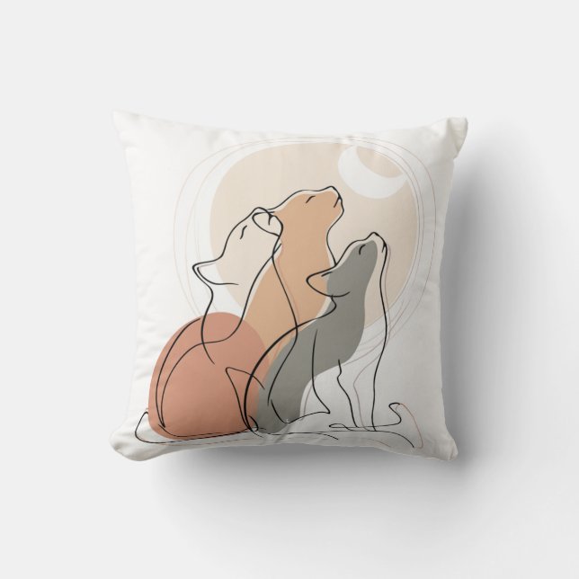 Almohada de acento Boho Cats Howling Square (Anverso)