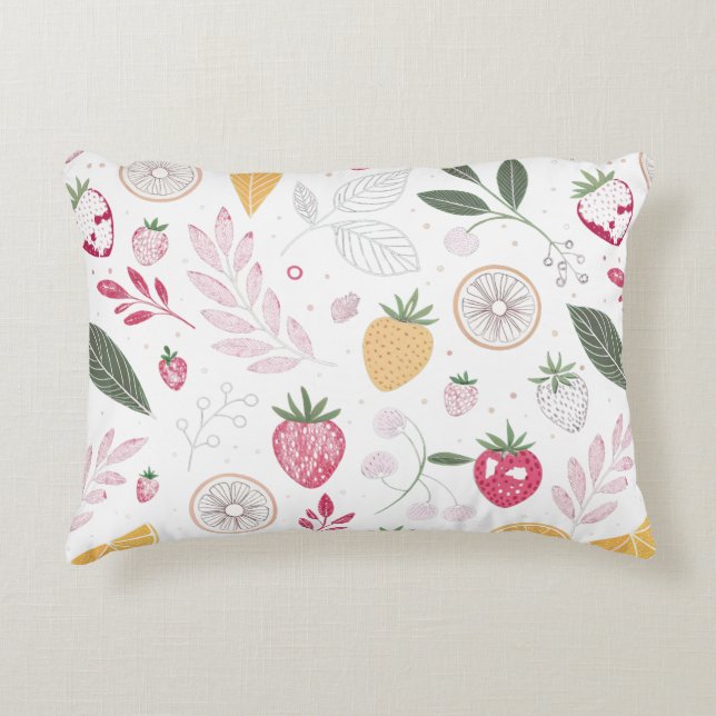 Almohada de acento botánico de cítricos y fresa (Anverso)