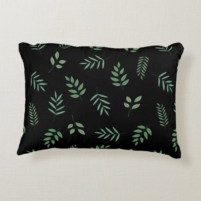 Almohada de acento botánico – Diseño de hoja sobre (Reverso)