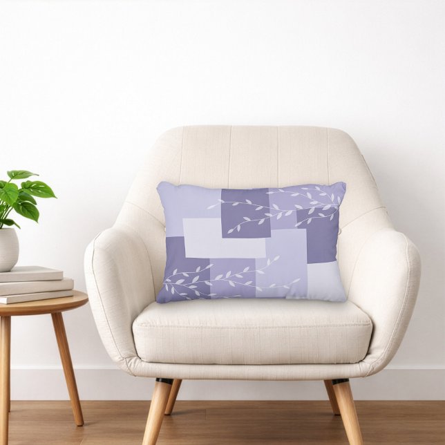 Almohada de acento botánico moderna púrpura y blan (Subido por el creador)