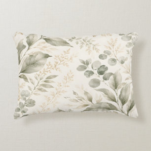 Almohada de acento botánico verde salvia