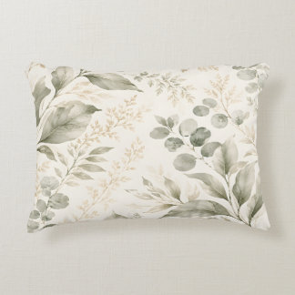 Almohada de acento botánico verde salvia
