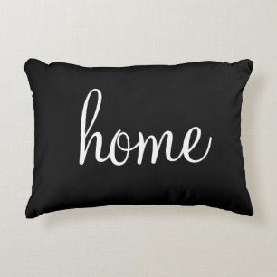 almohada de acento "casero" en blanco y negro de b