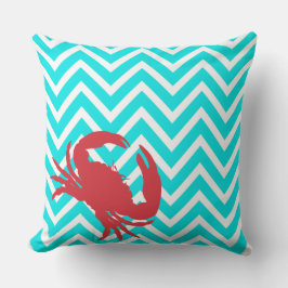 Almohada de acento chic cangrejo Chevron Aqua
