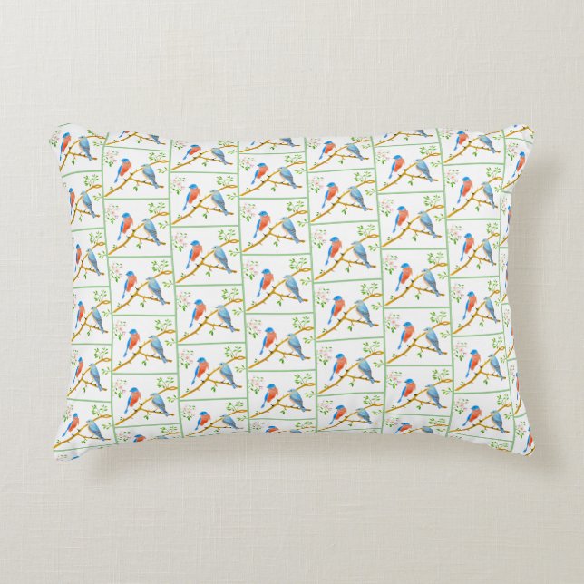 Almohada de acento con azulejo de Bluebirds (Anverso)