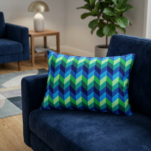 Almohada de acento con chevrones ombre azul verde