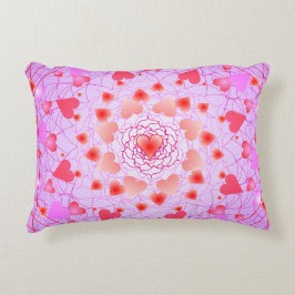 Almohada de acento con estampado de corazones rosa