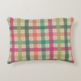 Almohada de acento con estampado de flores gingham