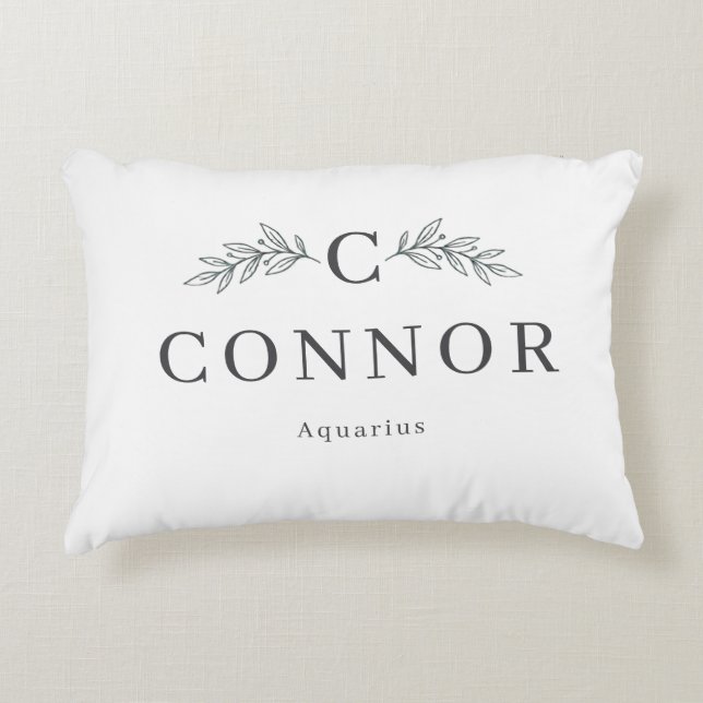 Almohada de acento con monograma de zodíaco person (Anverso)