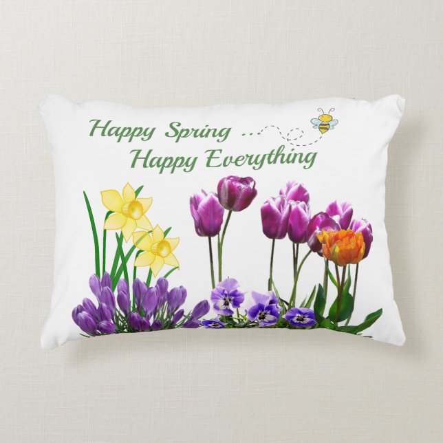 Almohada de acento con patrón de flores de tulipán (Anverso)
