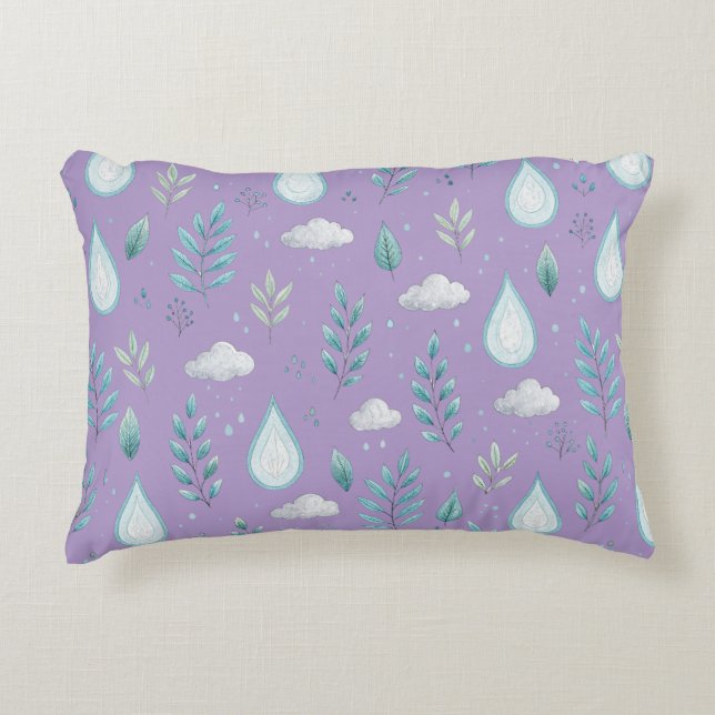 Almohada de acento con patrón de nube de lluvia mo (Anverso)