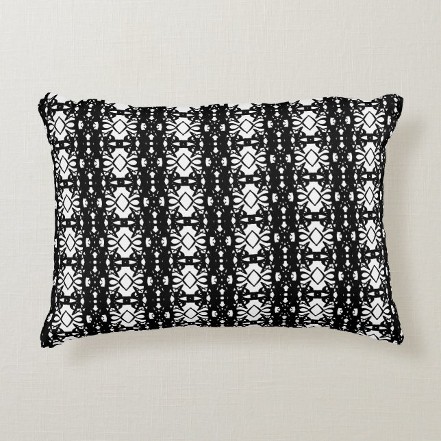 Almohada de acento con patrón geométrico en blanco (Anverso)