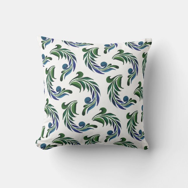 Almohada de acento con plumas de pavo real (Anverso)