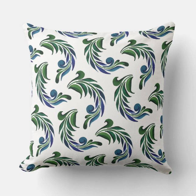 Almohada de acento con plumas de pavo real (Anverso)