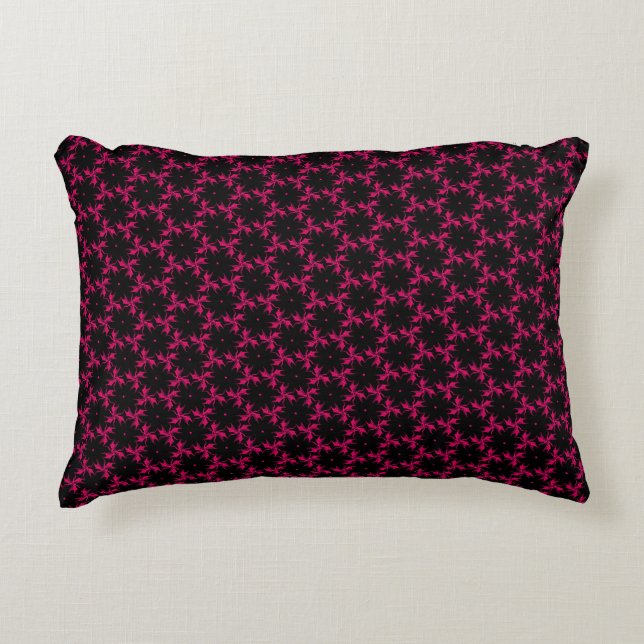 Almohada de acento con racimo de flores rosadas y  (Anverso)
