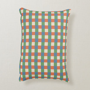 Almohada de acento cuadros beige verde rojo