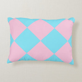 Almohada de acento dango rosa pastel con azul cont