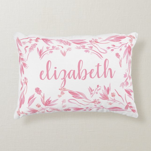 almohada de acento de acuarela floral (Anverso)