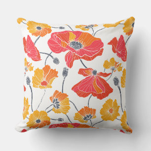 Almohada de acento de amapolas
