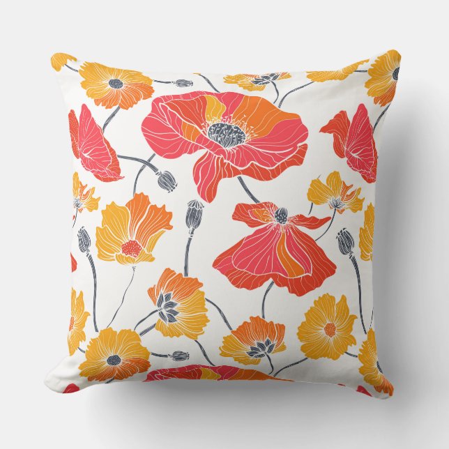 Almohada de acento de amapolas (Anverso)