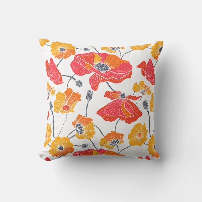 Almohada de acento de amapolas (Anverso)
